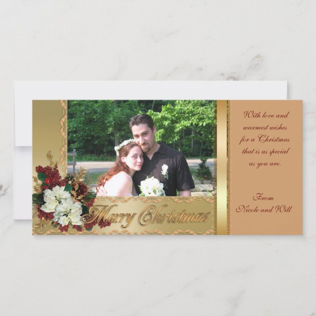 Noël Carte photo poinsettias (Devant)