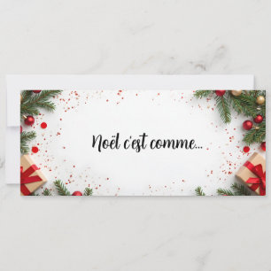 noël c'est comme sur décor blanc et rouge