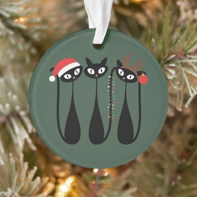 Noël Chats Moderne Rétro Classique du Milieu du Si (Arbre)