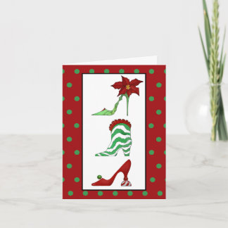 Noël chausse la carte de voeux
