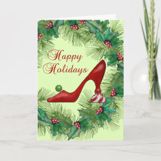 Noël chausse la carte heureuse de vacances