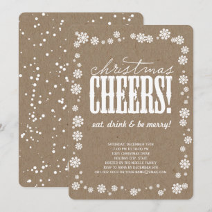 Noël Cheers Snowflakes Fête Invitation