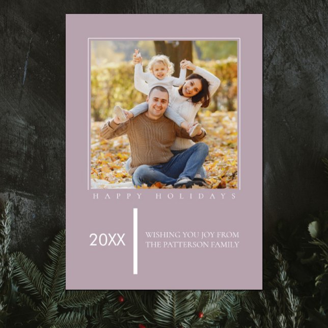 Noël chic minimaliste | Carte photo rose (Pink Minimalist Chic Christmas Photo Card)