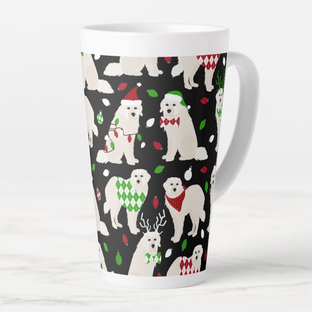 Noël Chiens des grandes Pyrénées Latte Mug (Angle droit)