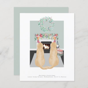 Noël Chiens jaunes du Labrador Cheminée