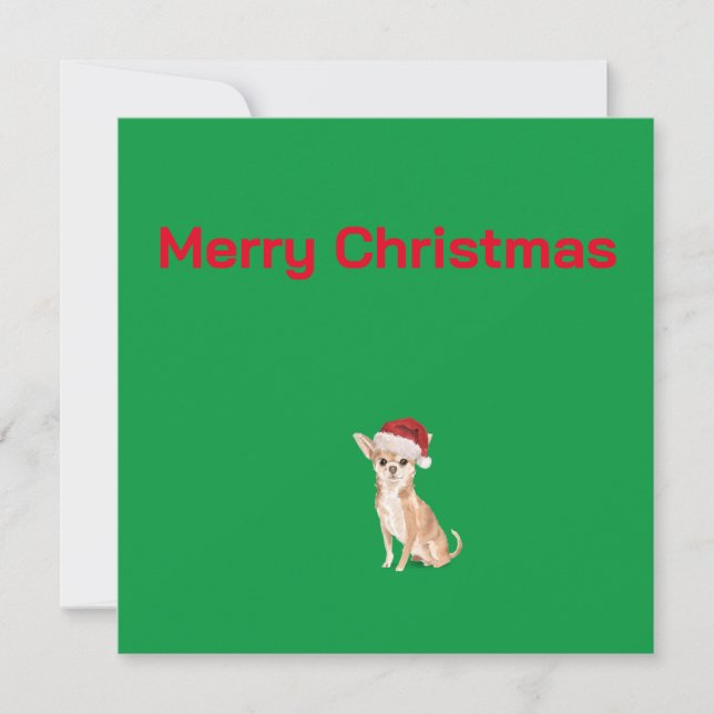 Noël Chihuahua Chien Vert Joyeux voeux (Devant)