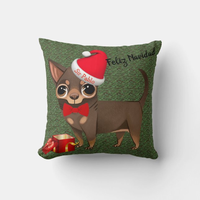 Noël Chihuahua Feliz Navidad Coussin (Recto)