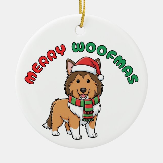 Noël Collie Ornement : Joyeux Woofmas (Devant)