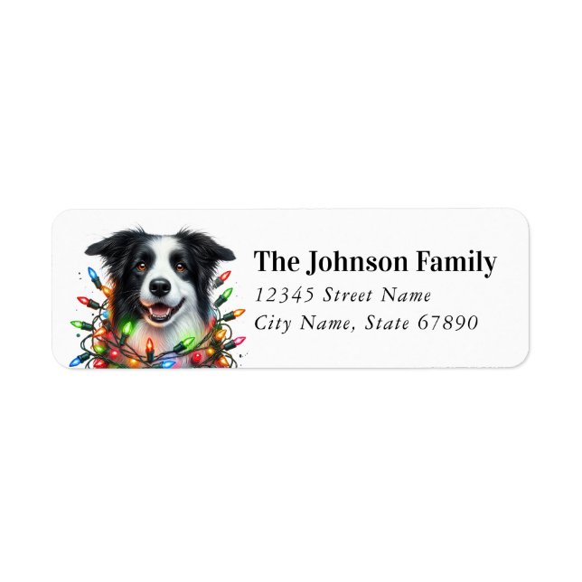 Noël Collie Retourner l'adresse Étiquettes (Devant)