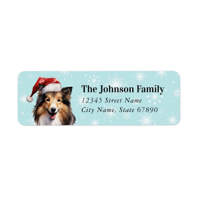 Noël Collie Retourner l'adresse Étiquettes (Devant)