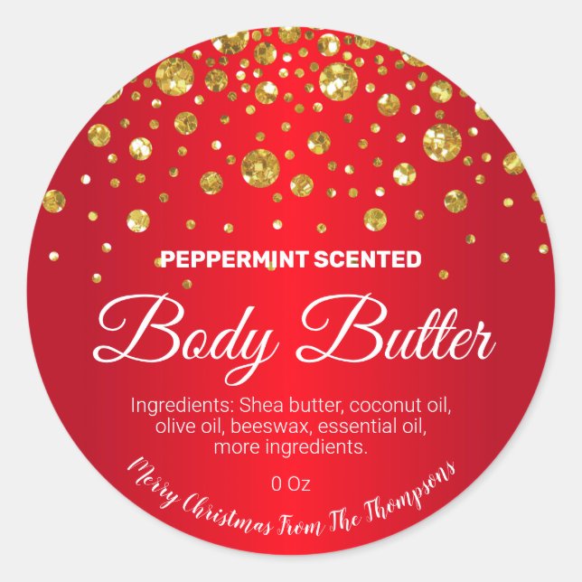Noël Confetti Red Gold Étiquettes de produits (Devant)