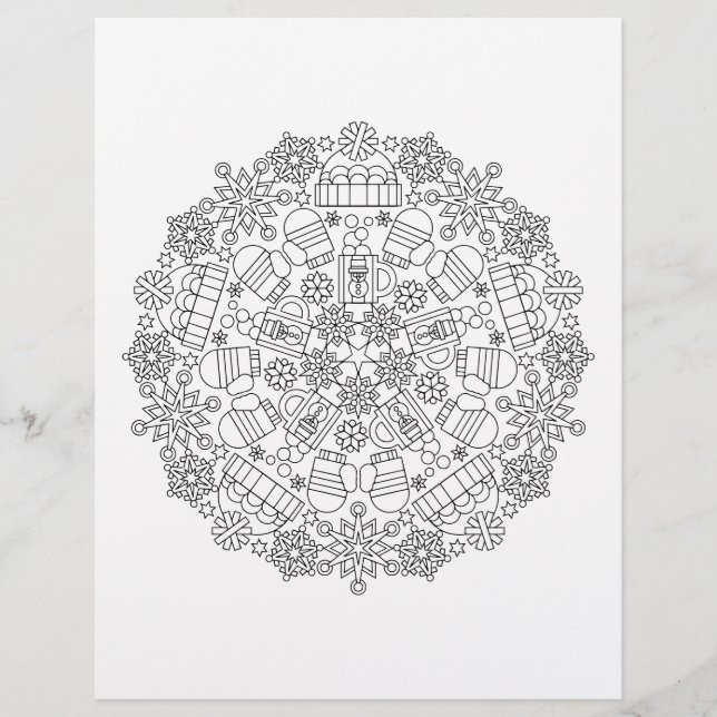 Noël Conforts Page de coloriage Mandala de Noël (Devant)