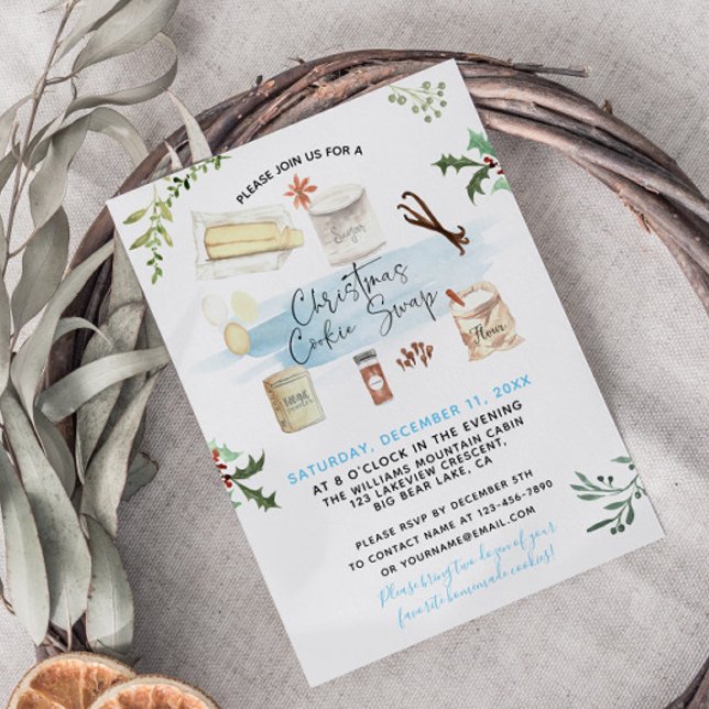 Noël Cookie Swap Maison Cookies Invitation (Host a sweet holiday gathering with this charming cookie swap invite! Festive fun and treats await!)