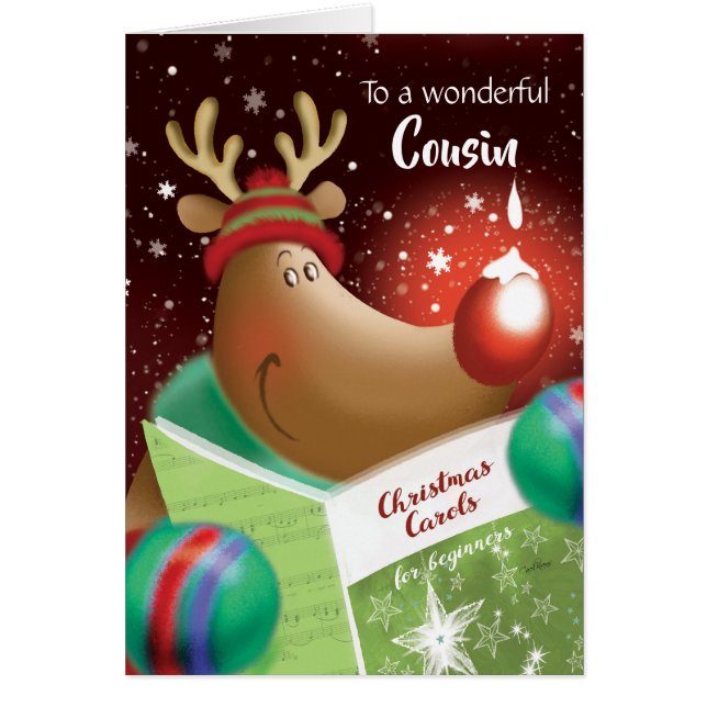 Noël, cousin. Perce-neige sur les cerfs communs (Devant)