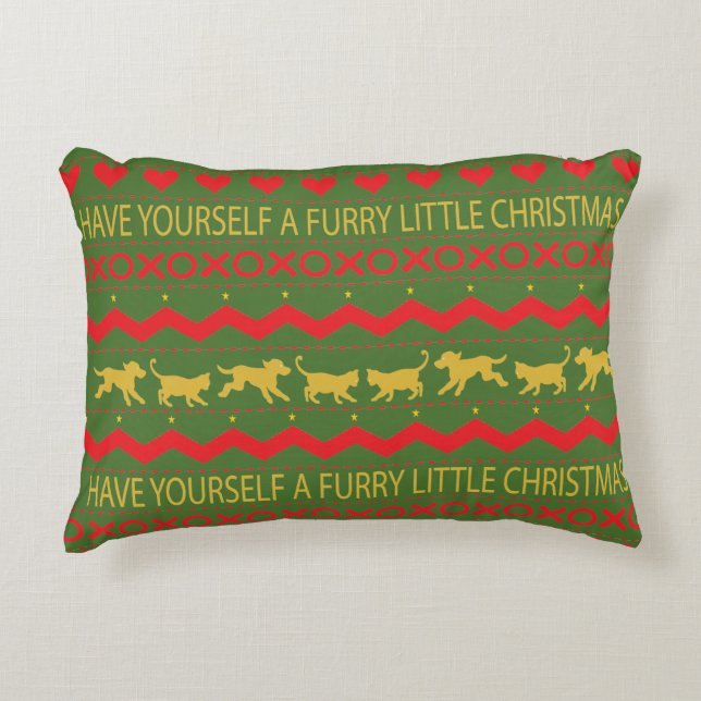 Noël Coussin personnalisé "Furry XMAS" chien/chat (Devant)