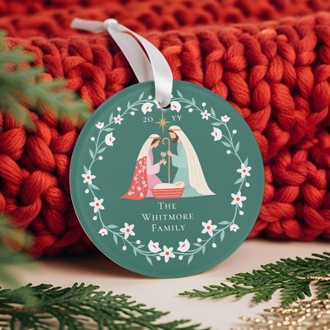 Noël Crèche religieuse Scène Photo Keepsaké (Christmas Religious Nativity Scene Photo Keepsake Ornament (Front))