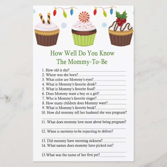 noël cupcake comment bien connaissez-vous baby sho (Devant)