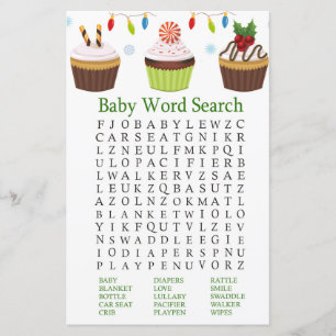 noël cupcakes Baby shower Word Recherche Jeu