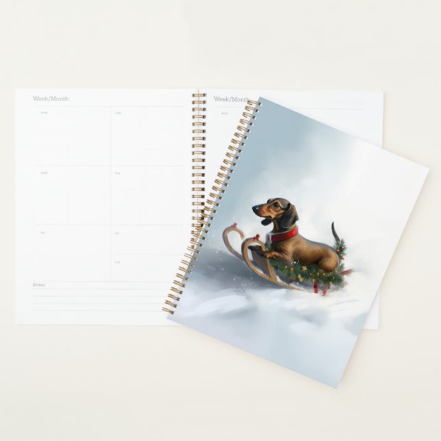 Noël Dachshund neige hiver (Devant avec enveloppe)