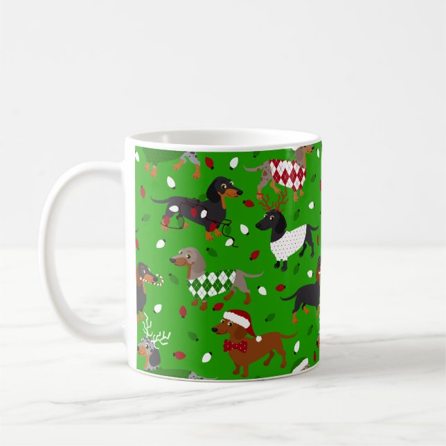 Noël Dachshund Tous les manteaux Café Mug (Gauche)