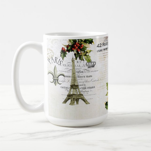 Noël dans la tasse de café de Tour Eiffel de Paris (Gauche)
