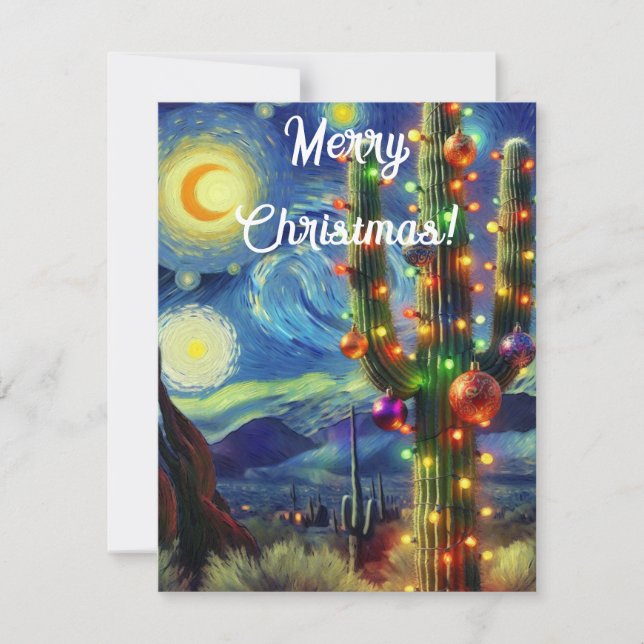 Noël dans le désert Sud-Ouest Saguaro Cactus (Devant)