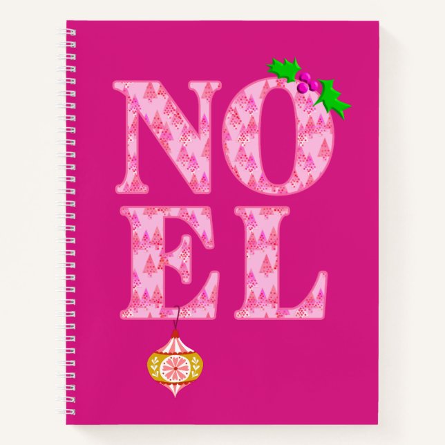 NOEL dans un arbre de Noël rose Motif livre de rec (Devant)