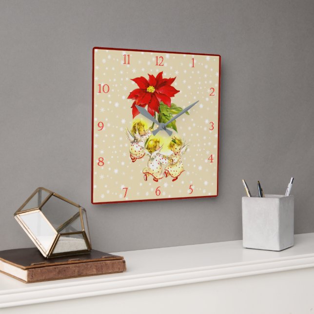 Noël Danser Bébé Anges Horloge murale (Bureau)