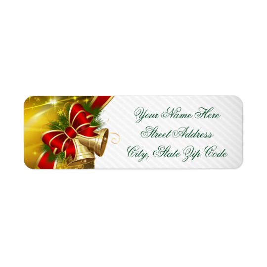 Noël de Bells d'or Joyeux Étiquettes D’adresse Retour
