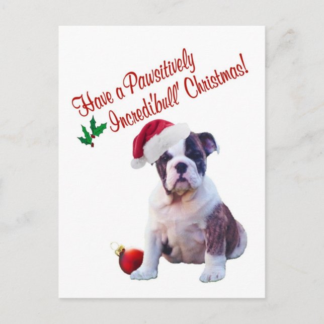 Noël de bouledogue souhaite la carte postale (Devant)