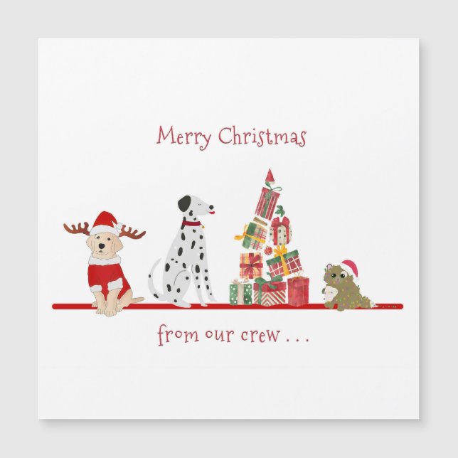 Noël de chiens et chats avec un arbre cadeau (Devant)