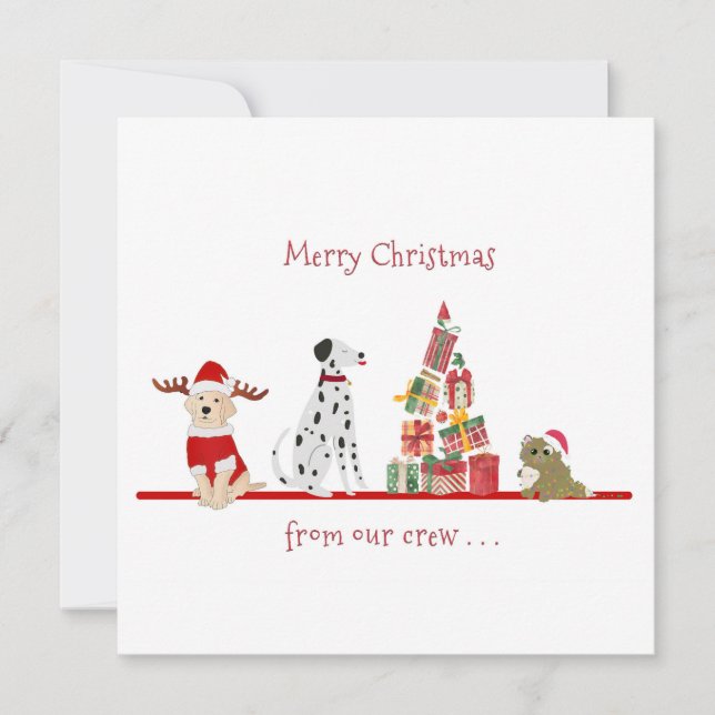 Noël de chiens et chats avec un arbre cadeau (Devant)