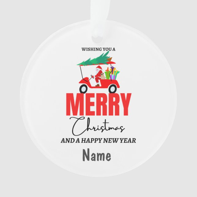 Noël de golf avec voiturette de golf du Père Noël (devant)