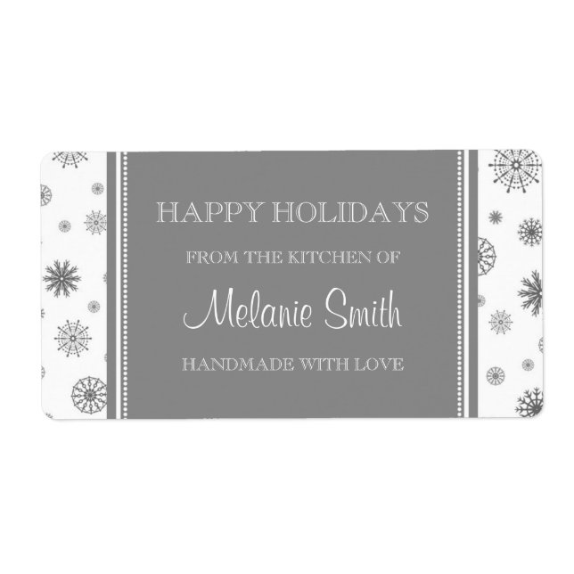 Noël de la cuisine de la neige grise Étiquette (Devant)