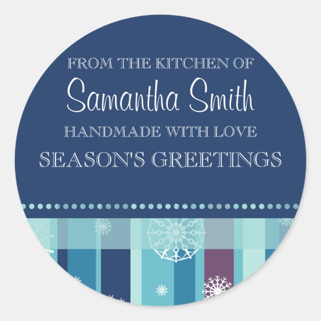 Noël de la cuisine de Sticker Bleu Stripes (Devant)