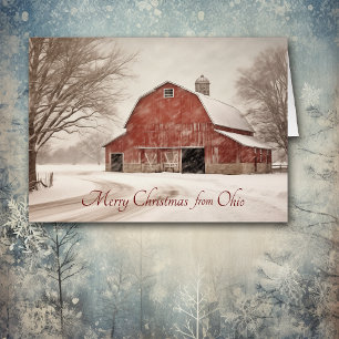 Noël de la grange rouge dans l'Ohio Card