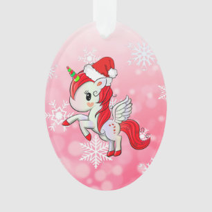 Noël de la licorne rouge et des flocons de neige