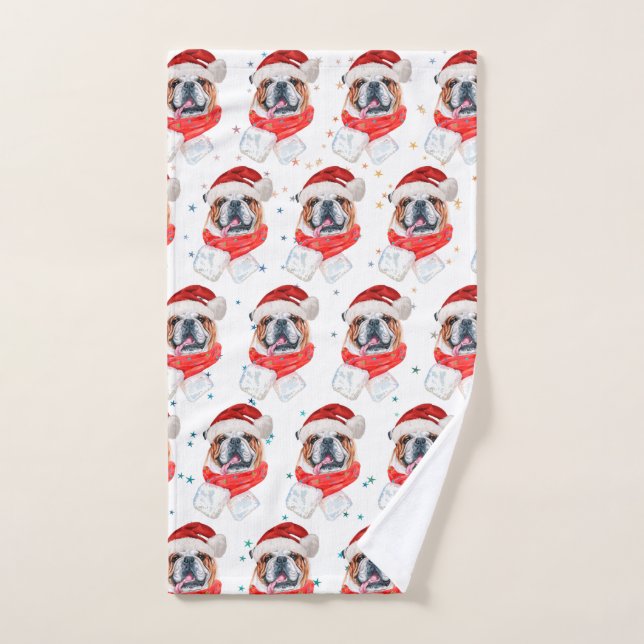 Noël de la race de chien Bouledogue Anglais (Serviette à main)
