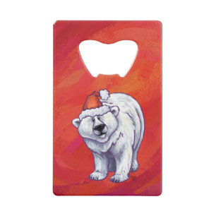 Noël de l'ours polaire sur le rouge