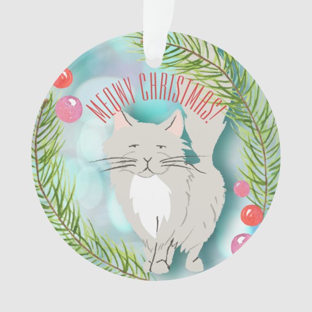 Noël de Meowy - ornement de fête de chat de Kitty (devant)