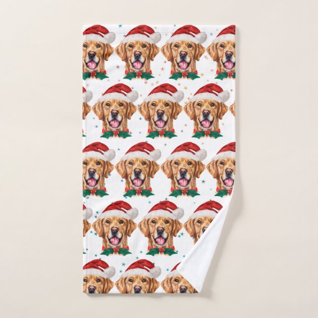 Noël de père Noël Golden Retriever (Serviette à main)