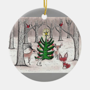 Noël de région boisée d'hiver - ornement