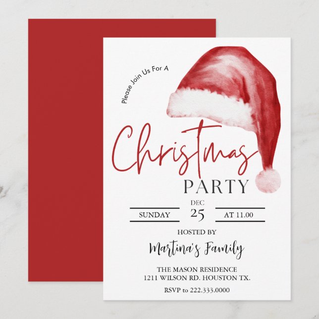 Noël Déjeuner Invitations Fête de Noël (Devant / Derrière)