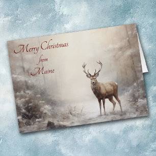Noël des cerfs de forêt dans le Maine Card