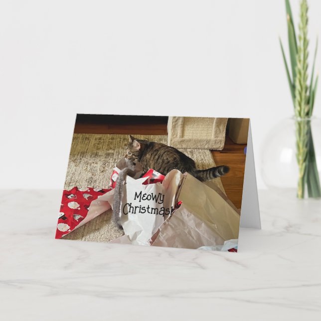 Noël des chats mignons, dégustant les cartes perso (Devant)