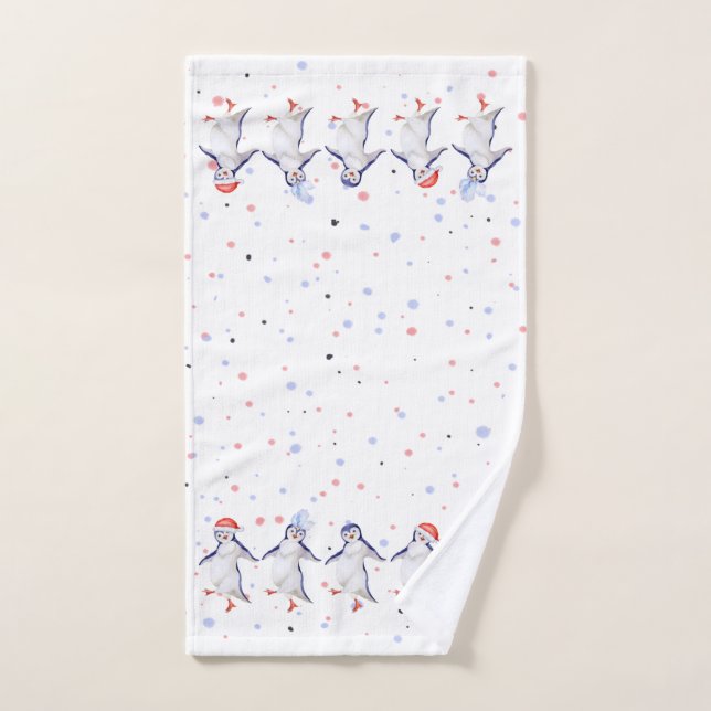 Noël des mignons pingouins dansants (Serviette à main)