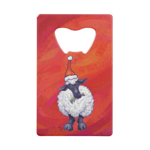 Noël des moutons sur rouge