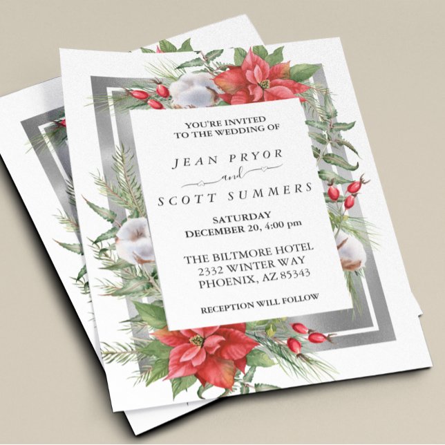 Noël d'hiver Floral Poinsettia Gold Mariage (Créateur téléchargé)