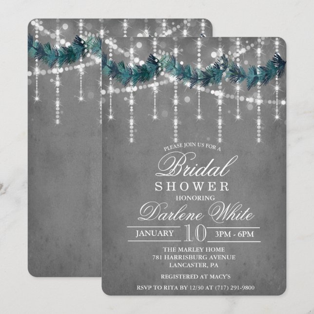 Noël d'hiver Invitation de la nuptiale douche (Devant / Derrière)
