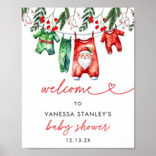 Noël d'hiver Père Noël Baby shower Affiche de bien